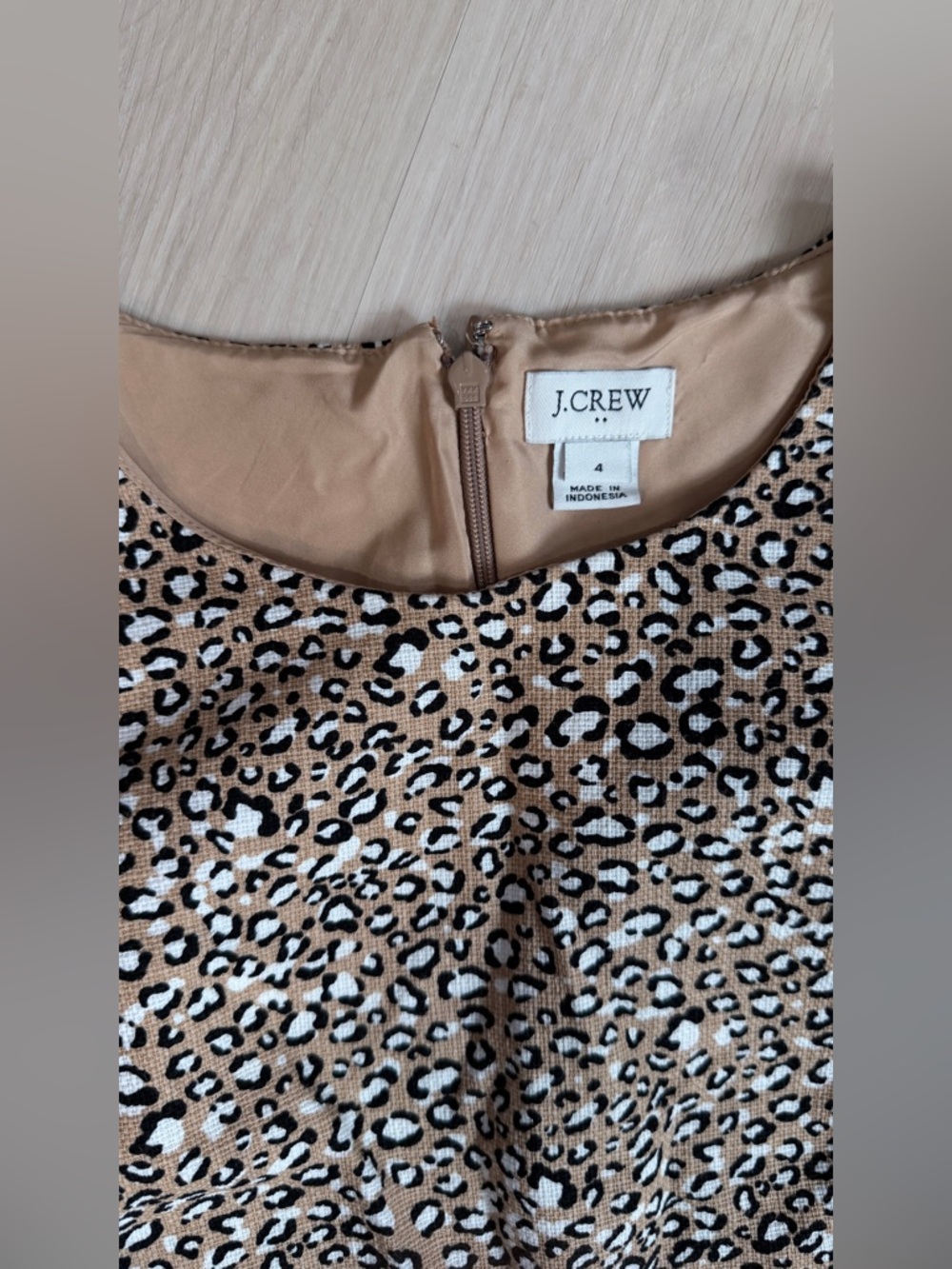 J. Crew Tan, Black and White Leopard Print Dress